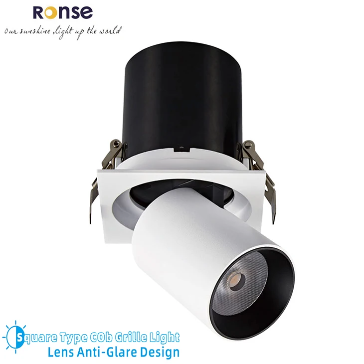 RONSE 10W 15W 25W 35W Square Shape 15 24 36 Degrees Beams Aluminum Grille Ceiling Light 3 4 5 6 Inch Grille Down Lighting 4000K