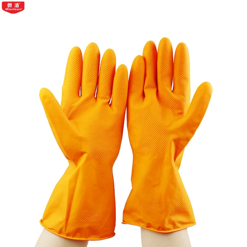 Unlined Dip Flock Lined Long Household Latex Gloves