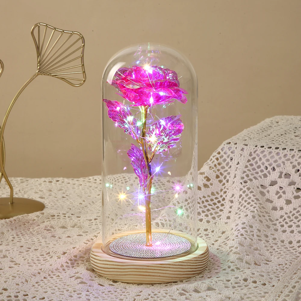 Wholesale  glass dome for roses with led light decoration for wedding event