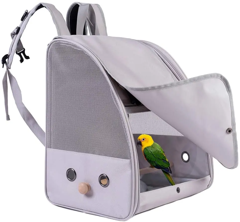 Mesh Breathable PVC with Roller Shutters bird cat backpack Bird Carrier Backpack Cage