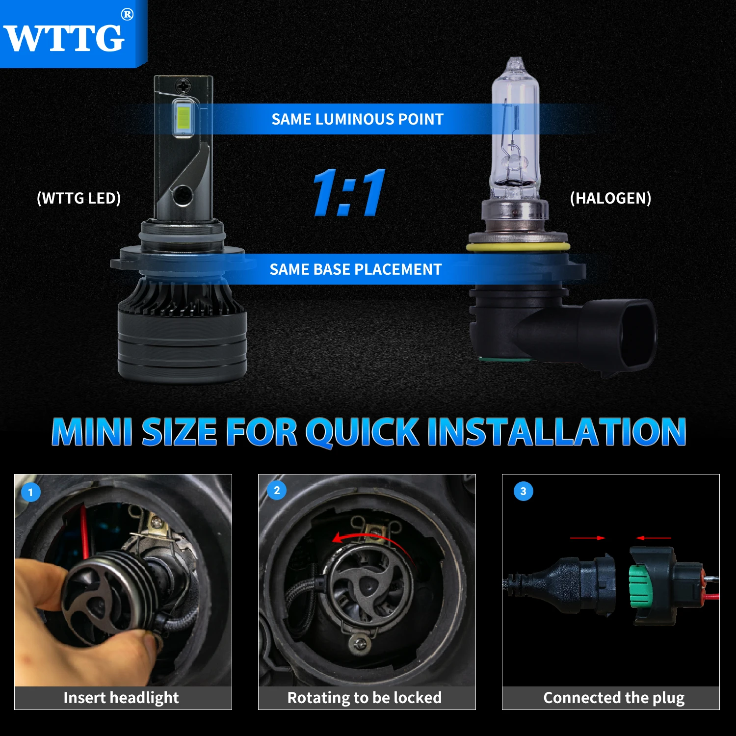 Wttg High Quality 4sided H7 H4 LED Bulb 150/100w 360 Degree Super Bright Car Headlights H4 H11 HB3 9005 /Auto Led Headlight