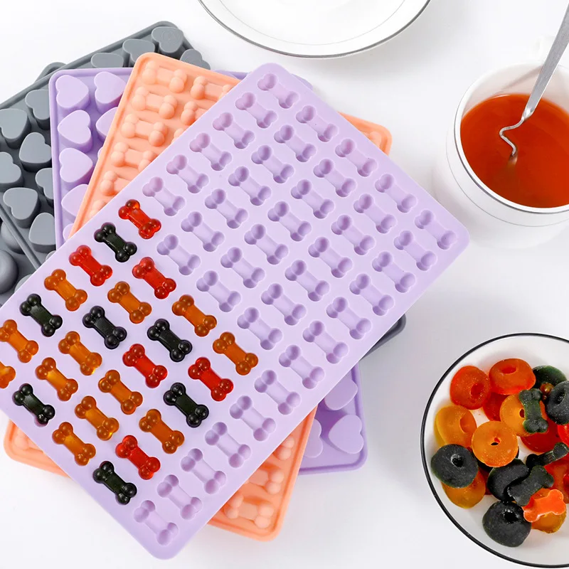 2023 Mini Dog Bone Shape 65 Cavity Silicone Mold for Dog Treat Chocolate Jello Gummy Candy Custom Dog Bone silicone baking mold