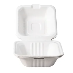 Buns Packing Disposable Lunch Box Burger Box Glycoside Sugar Cane Milk Bento Takeaway Box Biodegradable Food Container