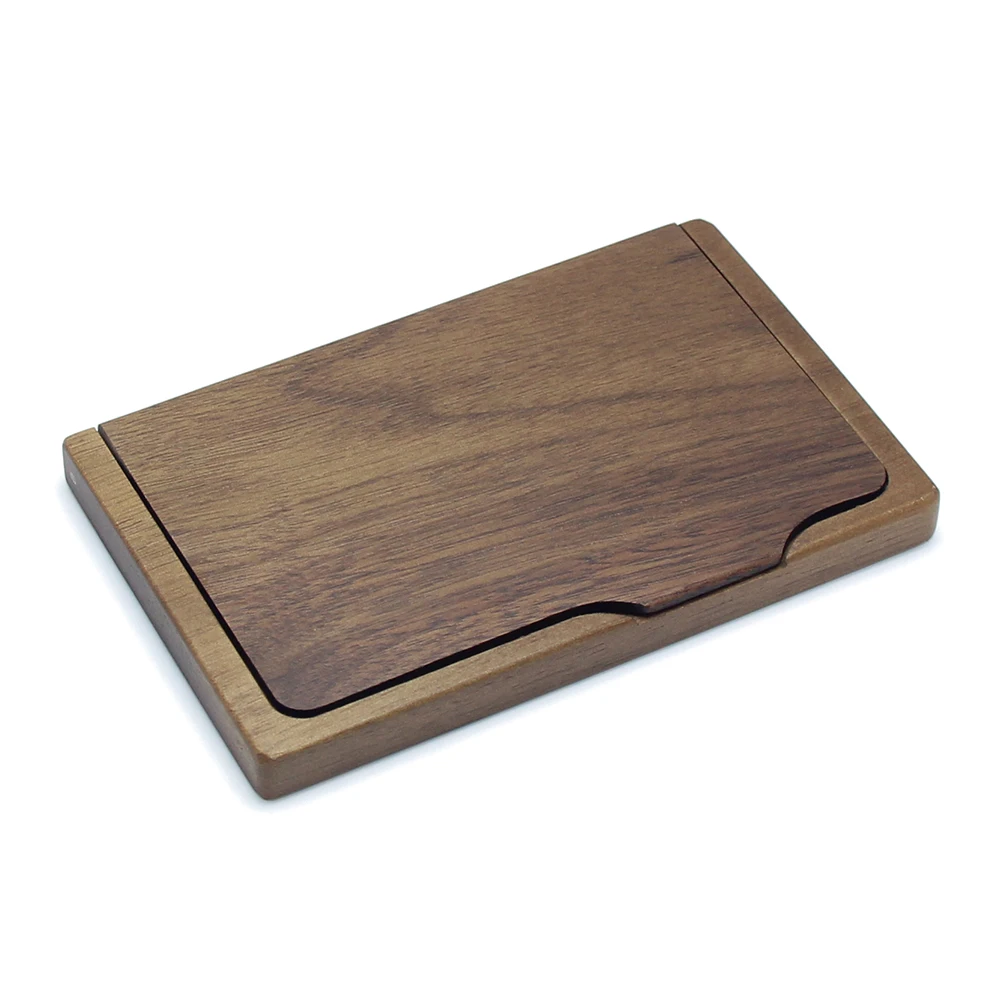 Handmade Walnut Wooden Card Case Name Cardcase Natural Wood Card Box Men Women Wallet Storage Business Card Holder Walnut Wood