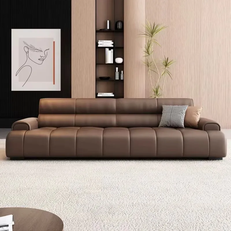 Sofa Set Luxury Home Furniture Italian Leather Brown Fabric 3 Seater Sofas
