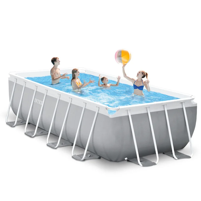 26792 NP 16 ft *8 ft *42 in Prism Frame Premium Rectangular Pool Above Ground Swimming Pool with Filter Pump Ladder Cover