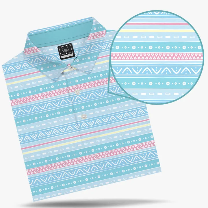 DEOLAX good quality design pattern print 4 way stretch moisture wicking golf wear color combination sports polo shirt