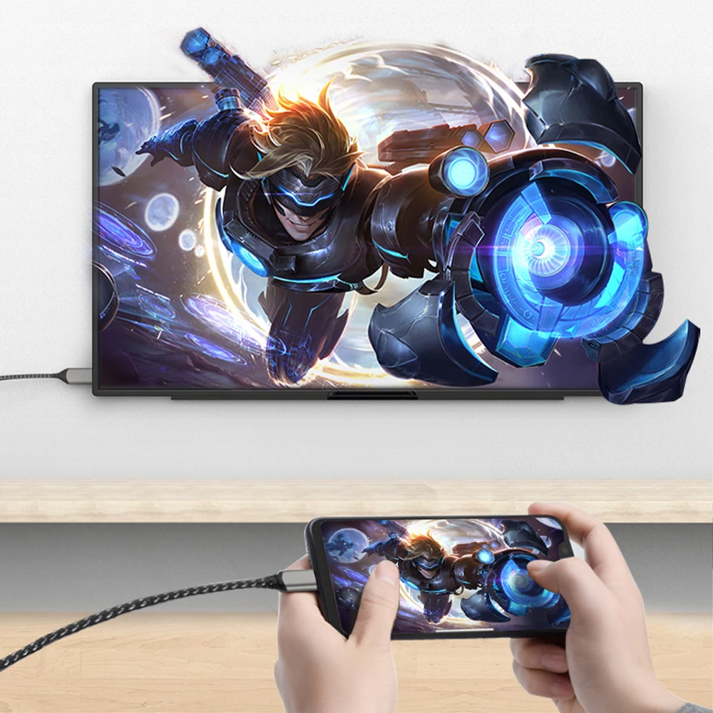 WiWU USB C to HD*I Cable 4K Adapter High Speed Braided Cord Connect Laptop and Phone to TV Compatible with Iphone/Ipad