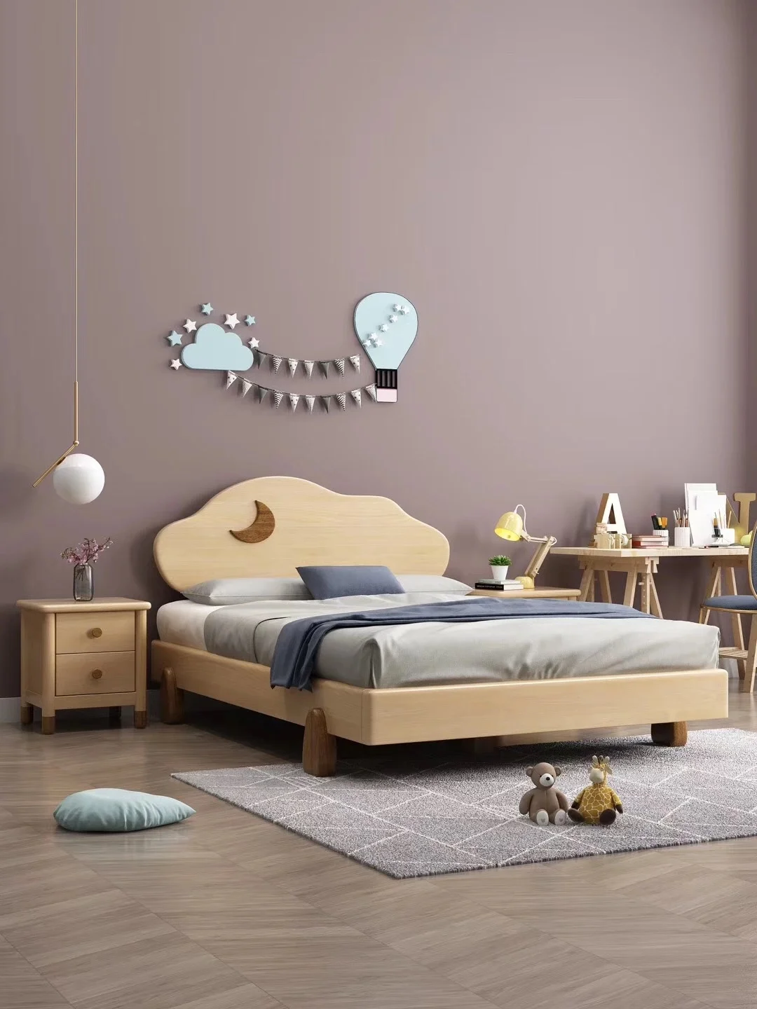Kids Bedroom Furniture Wooden Children Single Bed Frame with Cartoon Design Best Selling