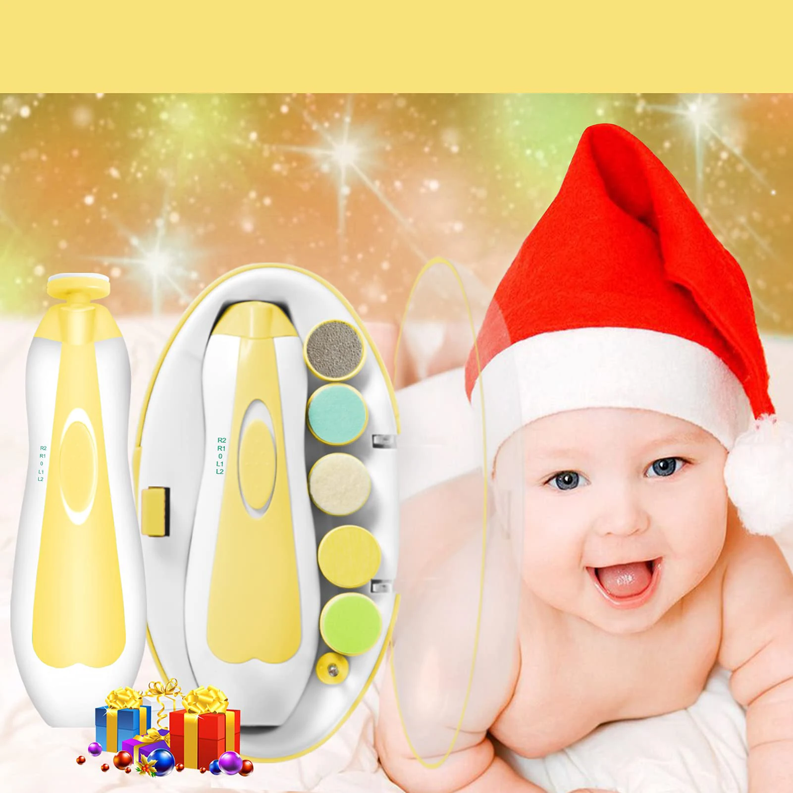 Hot amazon nail file set baby care kit 6 in 1 baby nail grinder safe babies infant children electric nail file