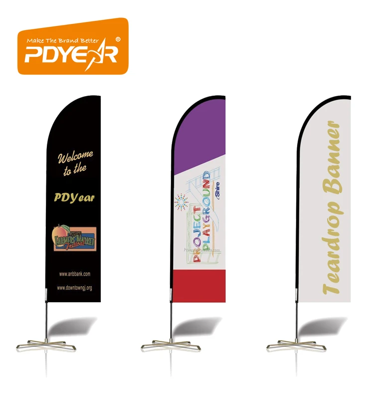 2025 New advertising Outdoor Custom Design Flying Banner Fiberglass Pole Feather Teardrop Beach Blade Knife Flags