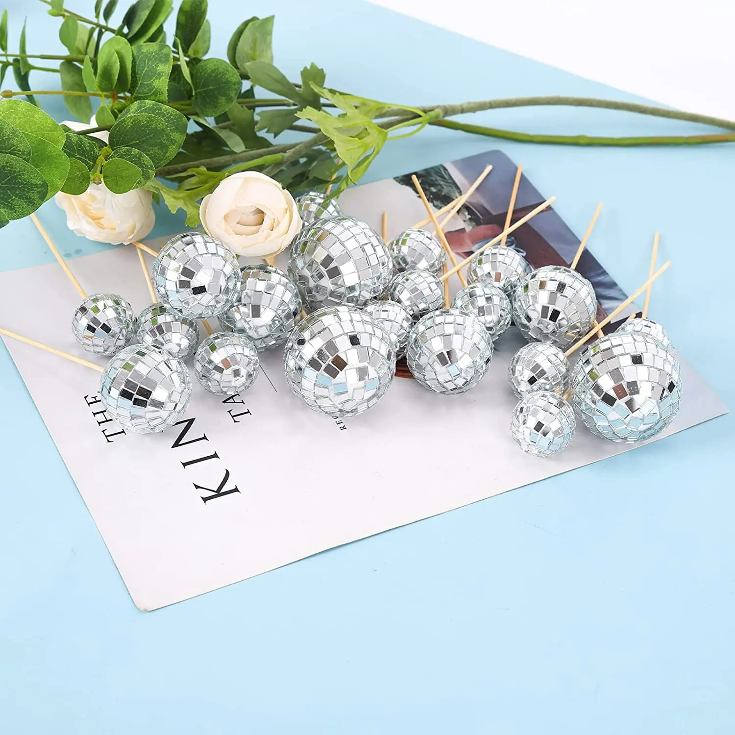 Bachelorette Party Mini Disco Ball Picks Disco Theme Cake Toppers for Cake Decorations Disco Ball Cupcake Toppers
