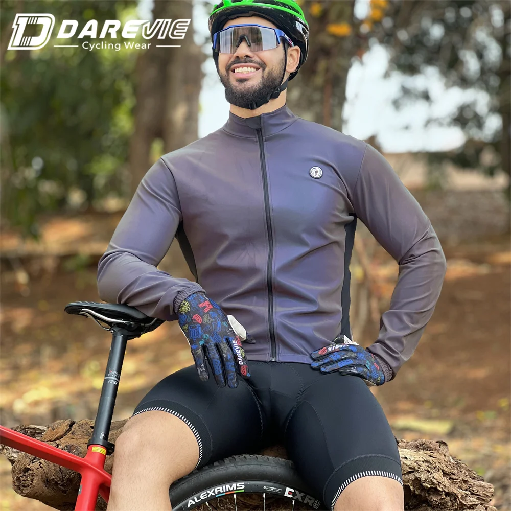 Darevie Wholesale Men Women Reflective Waterproof Night Vision 360 Cycling Jacket Rainbow Carton Stand Reflective Fabric Printed