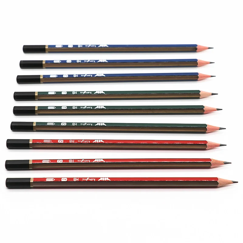 HB Pencil Golden And Color Body  Strip With Erase PVC Cup Packing