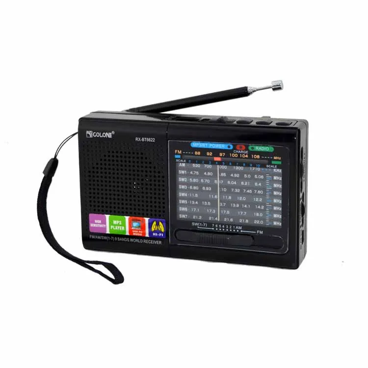 Portable  Mini Speaker With Fm Am Sw Radio Rechargeable Battery Am Fm Sw 1-7 9 Bands  Radio Receiver