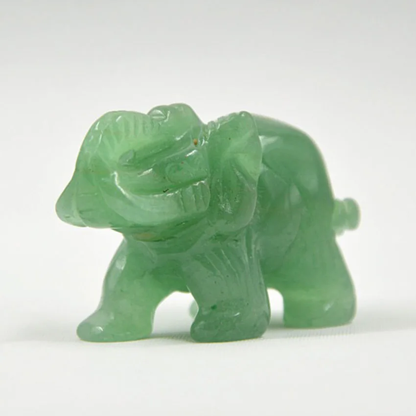 Green Aventurine Natural Carved Gemstones Elephant Figurine Decoration Carfts
