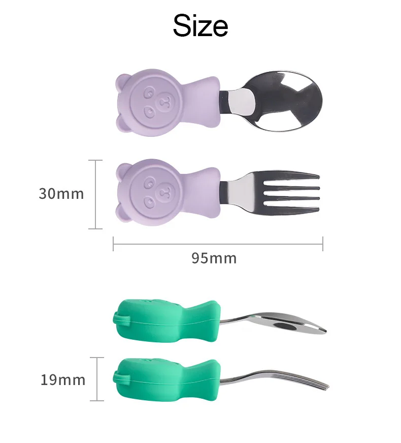 Children Utensil Stainless Steel Soon fork set Toddler Dinnerware Cutlery Cartoon Infant Food Feeding Spoon Fork