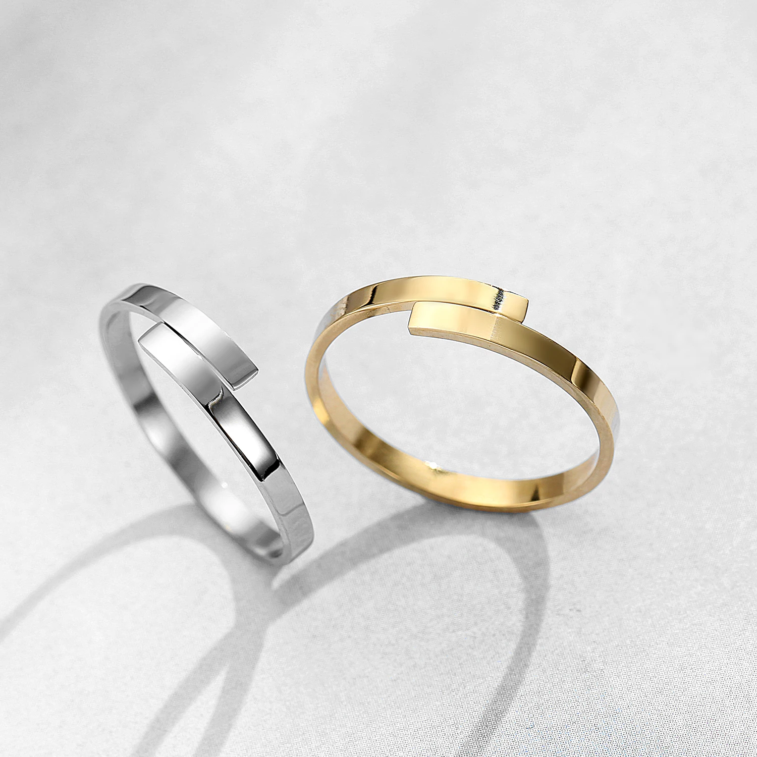 Fanze Custom personalized woman name engraved ring , 14k gold plated engrave letter stainless steel ring adjustable