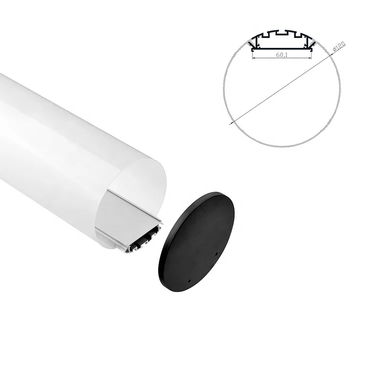 Round 60mm aluminum led profile extrusion channel for led strip lights