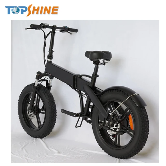 China wholesale 20 inch Fat tyre Folding Electric Bicycle with Colourful GPS Odometer Remote Cut Motor Power