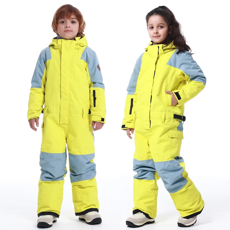 Sport Warm Children Jumpsuit Hooded One Piece Boys Snow Suit Outdoor Mountain Girls Skiing Overall Snowboard Kids Winter Clothes