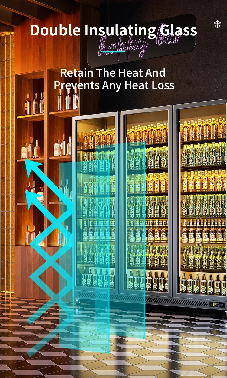 LB1880C Economical Without Defogging Black White Color 1250L Three Door Beverage Fridge Cooler Freezer For Supermarket