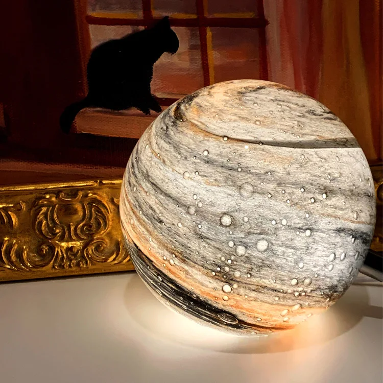 led night light home decor planet room gift birthday gift glass cover Saturn lamp creative moon lamp China Professional Manufact