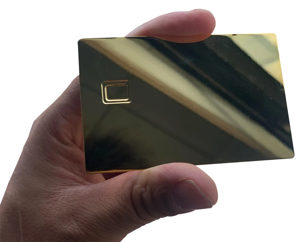 4442 Chip Slot Stainless Steel 24K Gold Mirror Metal Card Silver Color Underneath Metal Credit Card