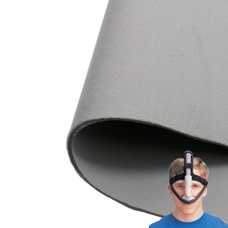 Customized three layer hook and loop magic fabric laminated PU foam composite fabric elastic OK fabric for cpap headband
