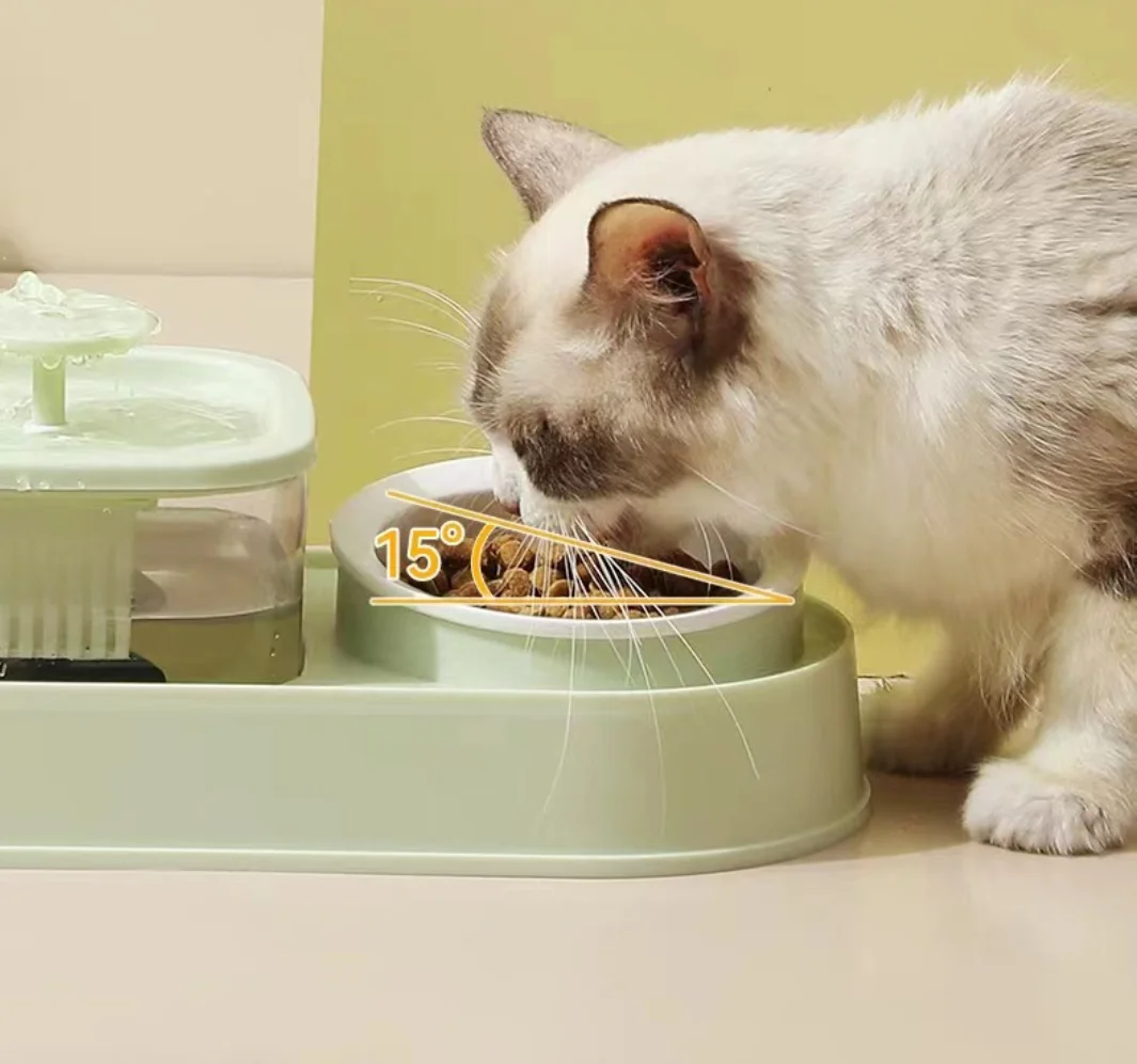 New Design Ceramic Cat Food Bowls and Water Feeder with Automatic Water Dispenser 2-in-1 Cat Dog Feeder And Drinker Bowls