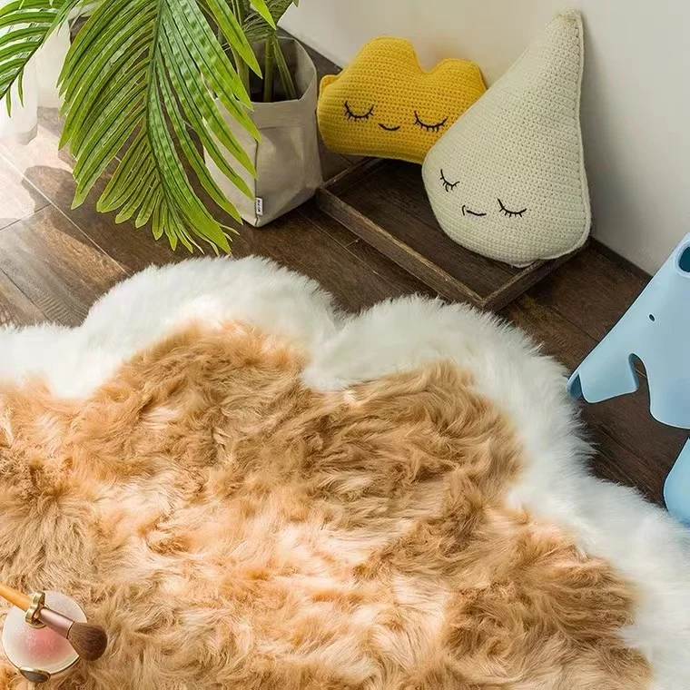 Faux fur rug fluffy ultra soft area rugs Flower shaped carpet