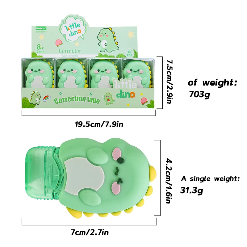 Weibo High Quality Kawaii dinosaur Printed PET Material Correction Tape Multifunction Stationery for School and Office 8M Size
