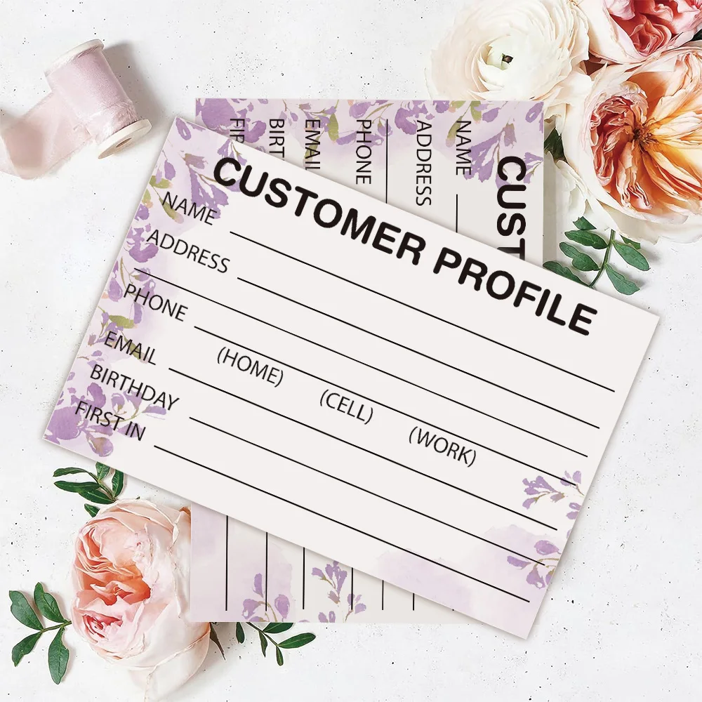 Wholesale Purple Customer Information Card Small Business Data Client Cards Client Contact Profile Record Cards