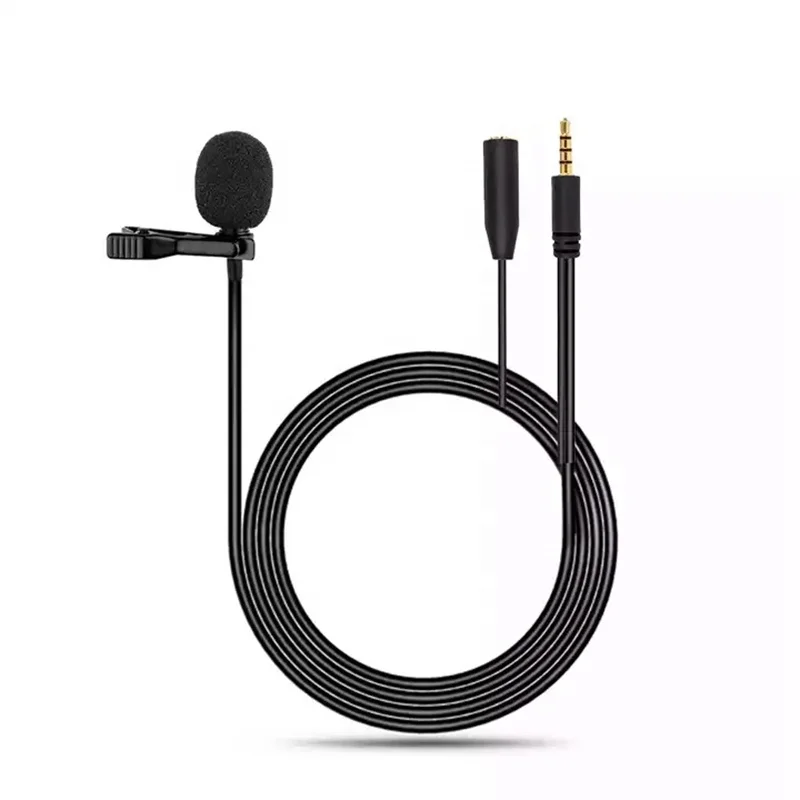 Professional Studio Video Mic Clip-on Lapel Microphone Portable Lavalier Microphone Live Streaming Wired Mini Collar Microphone