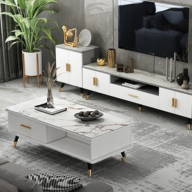 Современный высокий шкаф из меламина для ТВ-приставки, большая домашняя мебель, кофейный столик