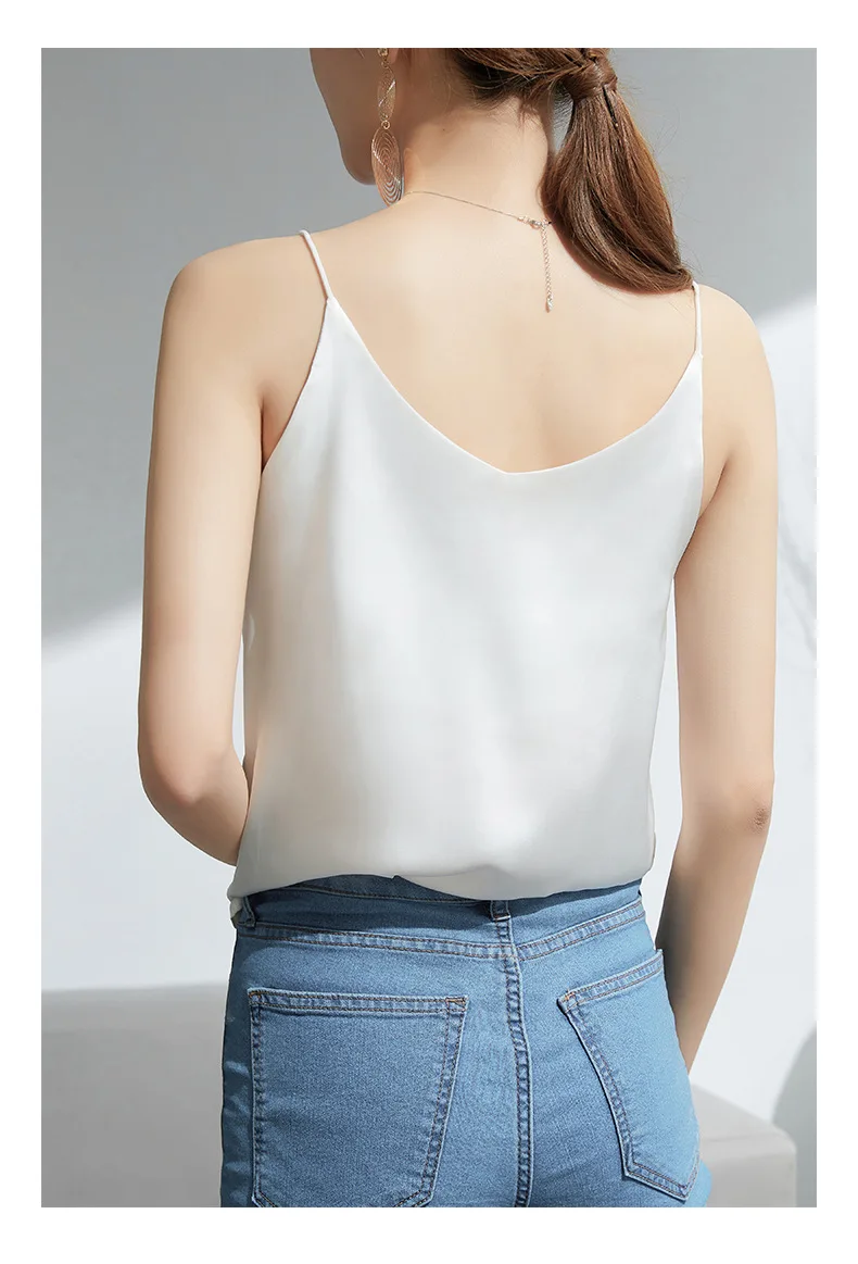 S-XXL Summer Silk Camis V-Neck Basic Top Women Basic Tank Tops Women Sleeveless Vest White Satin Corset Top Female Girl Clothing
