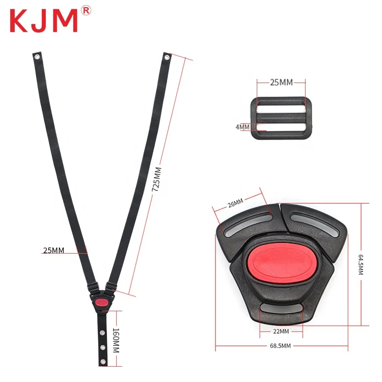 Kjm Custom Logo Baby Stroller Buckle Replacement Baby Travel Seat Belt 3 Way Baby Swing Safety Belt