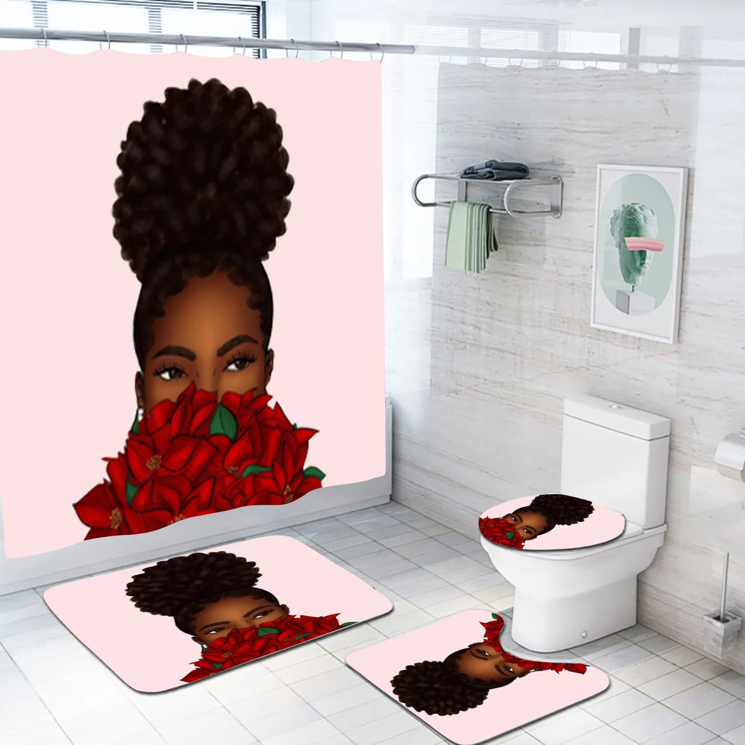 Eco friendly fabric shower curtains  waterproof  polyester cloth shower curtain with cartoon pattern