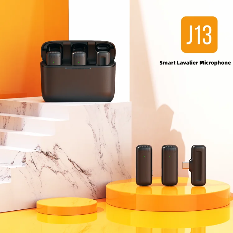 Wholesale J13 clip wireless lavalier microphone for smartphone wireless lavalier microphone portable mini mic chargeable