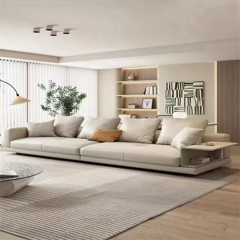 Different Size Modern Italian Living Room Sofa Genuine Leather Straight Sofa With cup Holder And Left Or Right Hand