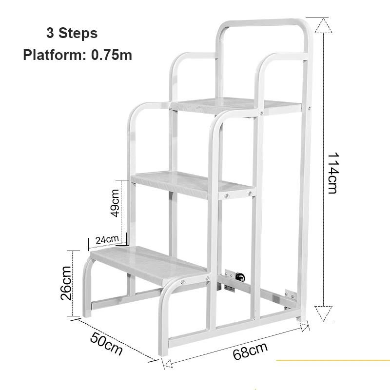 Steel Multifunctional Portable Customized Heavy Duty Stepladder 9 Steps Ladder Cart with Wheels and Handrail