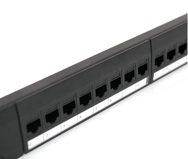 24 Port RJ45 1U Cat6 Patch Panel UTP 19-Inch with Back Bar Wallmount or Rackmount Compatible with Cat5e Cat6