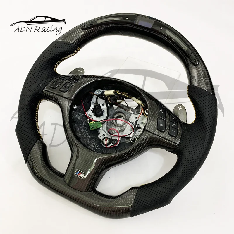 LED Screen Shift Light Carbon Fiber Steering Wheel For BMW E46 M3 E39 M5