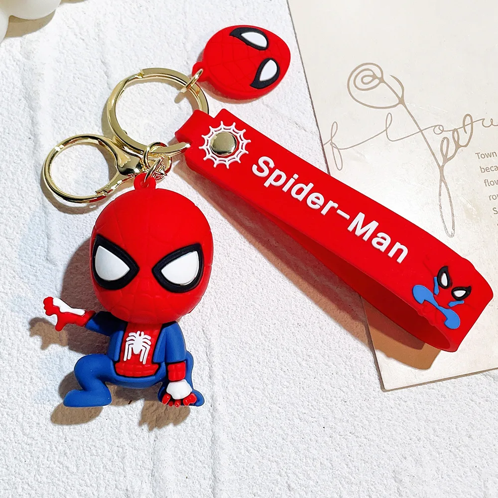 PVC inverted Spider Man 3D keychain creative rubber superhero silicone keychain wholesale