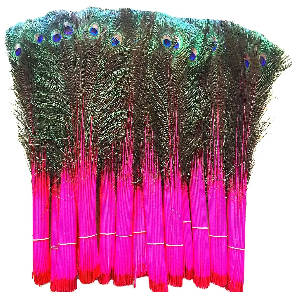 Dyed Colors Natural Long Peacock Eye Feathers For Wedding Home Decoration DIY Craft