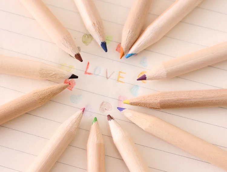 12 Colors Colored Pencil Natural Wood Professional Kids Color Drawing Pencils Sets for School Supplie Art Sets