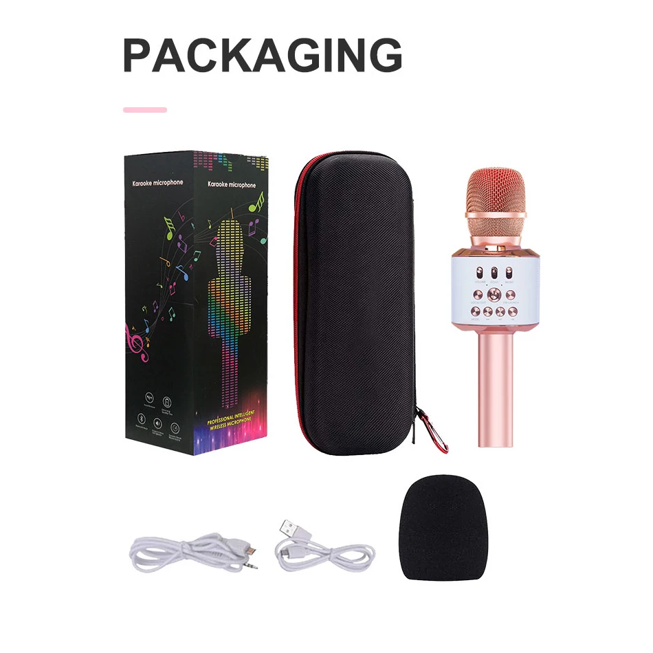 3-in-1 Portable Hand Speaker Wireless Karaoke Microphone for iPhone Android iPad PC