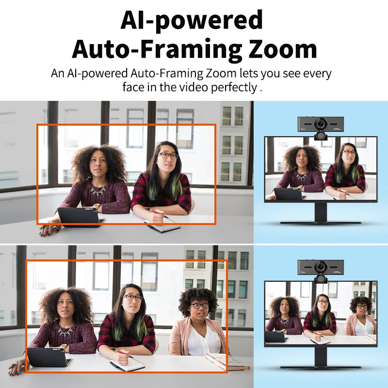 4K  EPTZ  AI auto tracking   PC Web Camera 1080P Full HD USB PC 60FPS Webcam with Microphone and Speaker