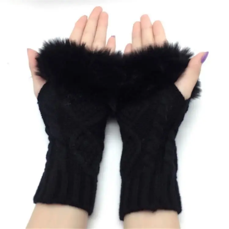 
wholesale Winter new twist half-fingered Gloves Ladies Korean version pure color fashion warm knitting wool 