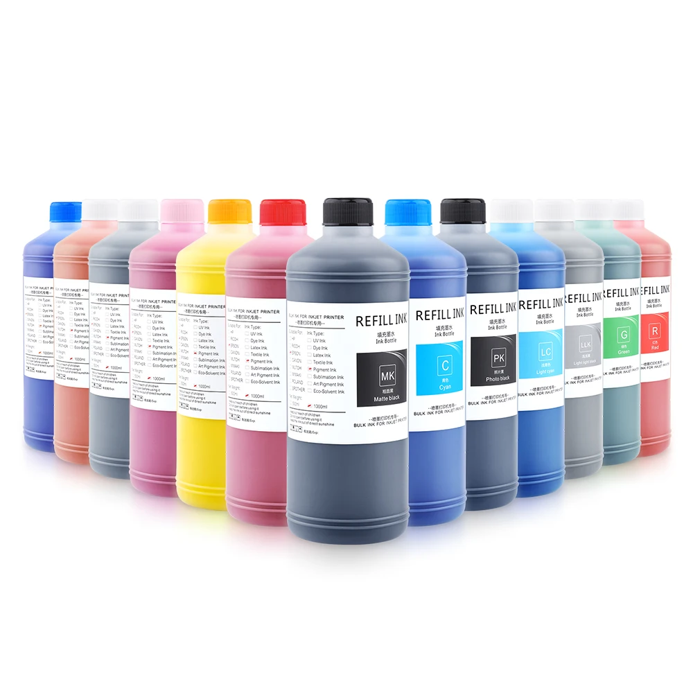 MWEI 1000ML/Bottle 12 Colors Pigment Ink For Epson 1390 Printer